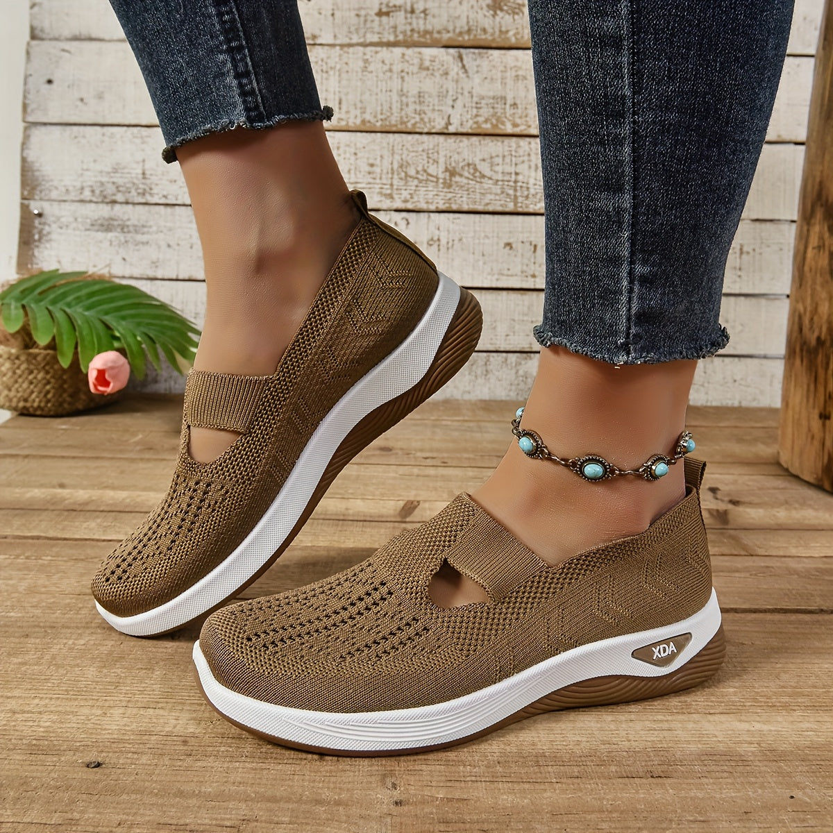 Casual slip on sneakers for women, lightweight and breathable with fabric upper and rubber sole, perfect for spring and summer.