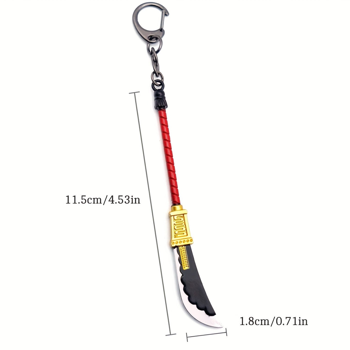 [Fan Favorite] Eye-catching Anime-Inspired Red & Gold Sword Keychain - Durable Zinc Alloy Metal Weapon Replica with Stylish Black & Red Braided Cord, Cool Cartoon Knife Design, Perfect Birthday Present for Both Guys & Gals