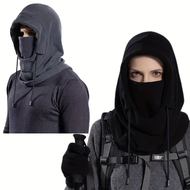 Stay warm and protected this winter with the Winter Fleece Balaclava. This windproof and cozy ski mask features a drawstring hood for outdoor activities and motorcycle riding.