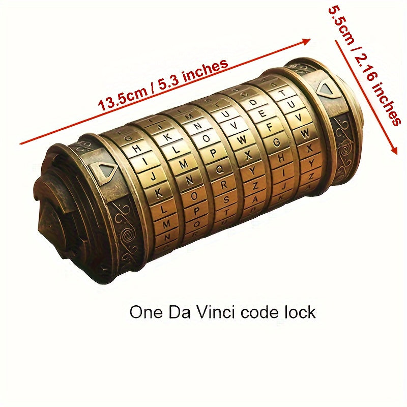 Da Vinci Code Alphabet Lock Box - Secure Metal Cylinder with Combination Password for Gifting and Storage.