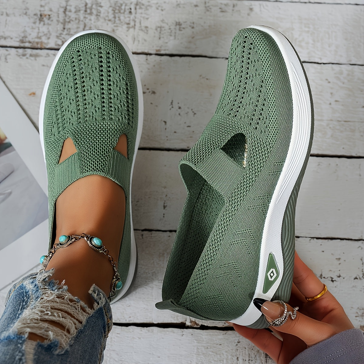 MZMQS Women's Slip-On Sneakers - Lightweight and Breathable with Rubber Sole, Fabric Insole - Versatile All-Season Footwear in Multiple Colors, Hand Washable