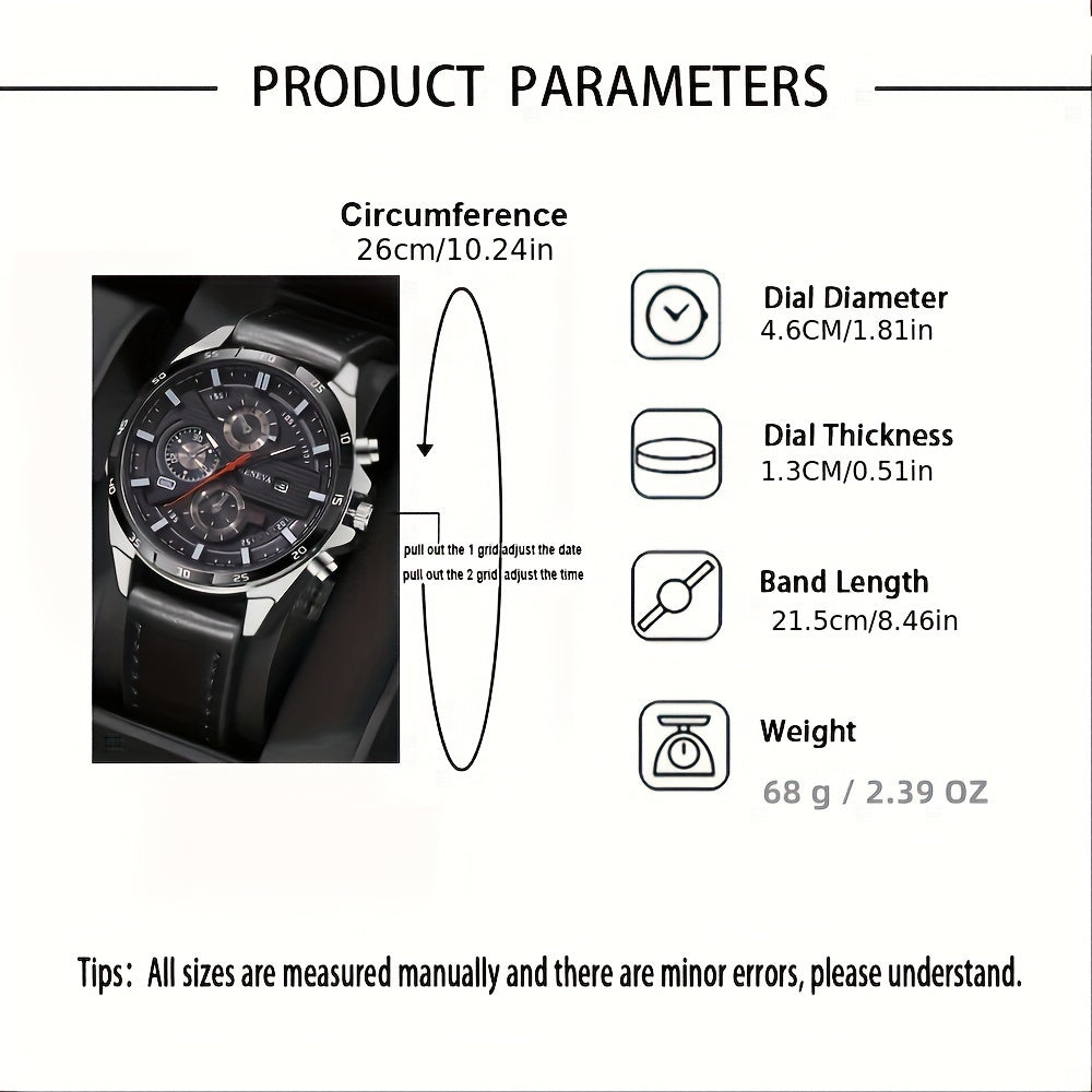 Men's Fashion Quartz Watch with Faux Leather Strap, Business Style, Non-Waterproof, Calendar Display, Sporty Watch, Zinc Alloy Case, Sophisticated Appearance.