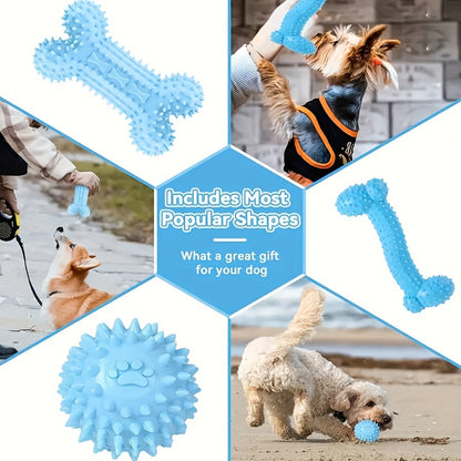 6 piece set of durable, non-toxic rubber chew toys for small dogs and puppies, perfect for teething and teeth cleaning.