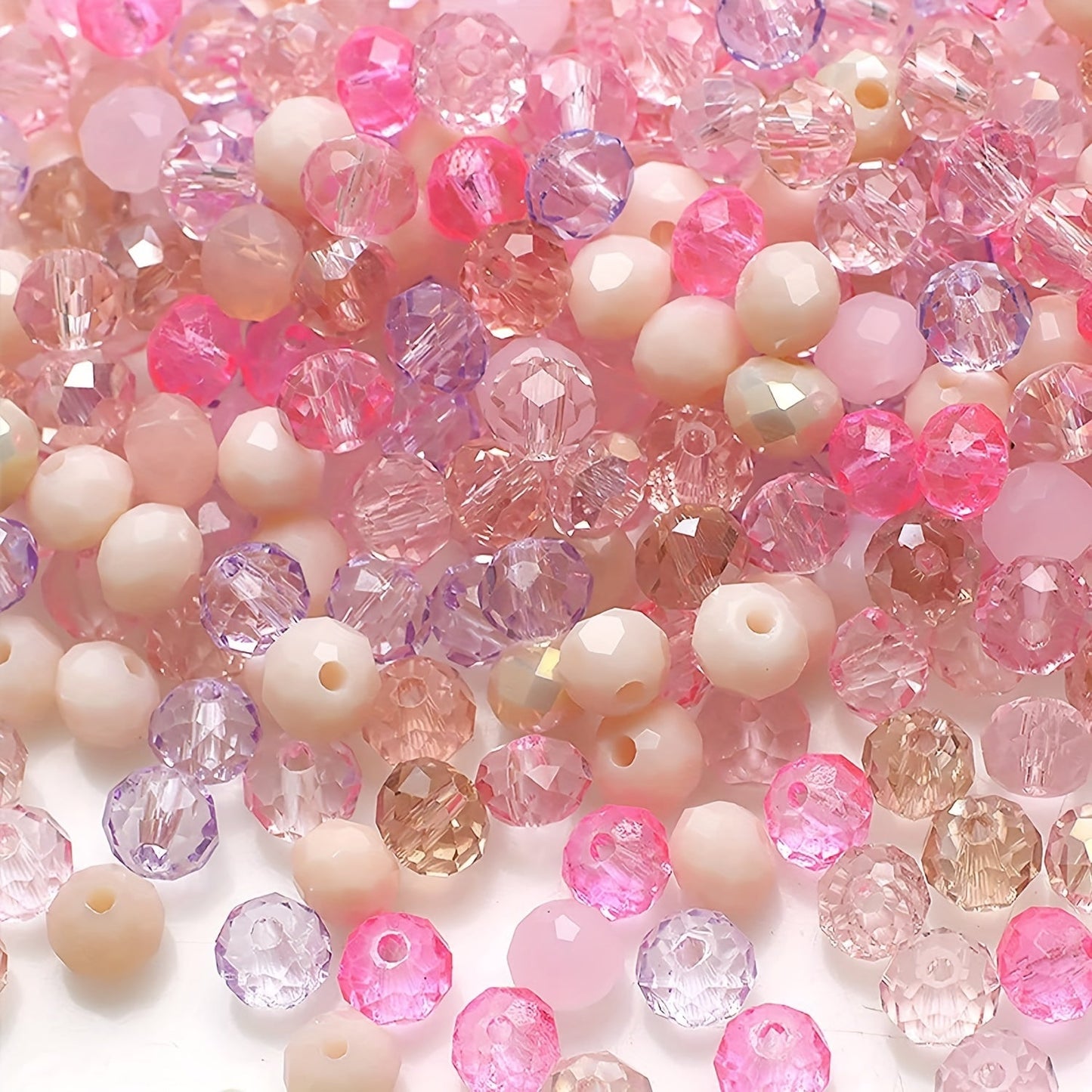 500 pieces of imitation crystal glass beads, measuring 4mm and featuring a faceted round design. These spacer beads come with a hole, perfect for creating your own bracelets, necklaces, earrings, and other DIY jewelry crafting projects.