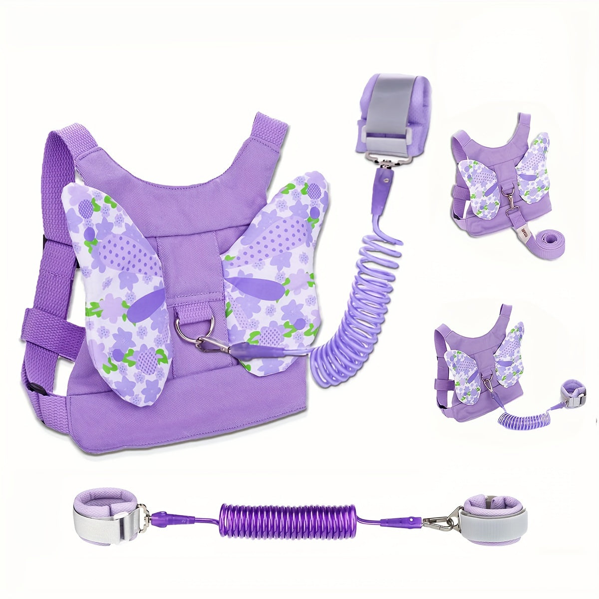 Set of Butterfly Harness Leash and Anti-Lost Wrist Link, Adorable Walking Assistant Wristband Strap