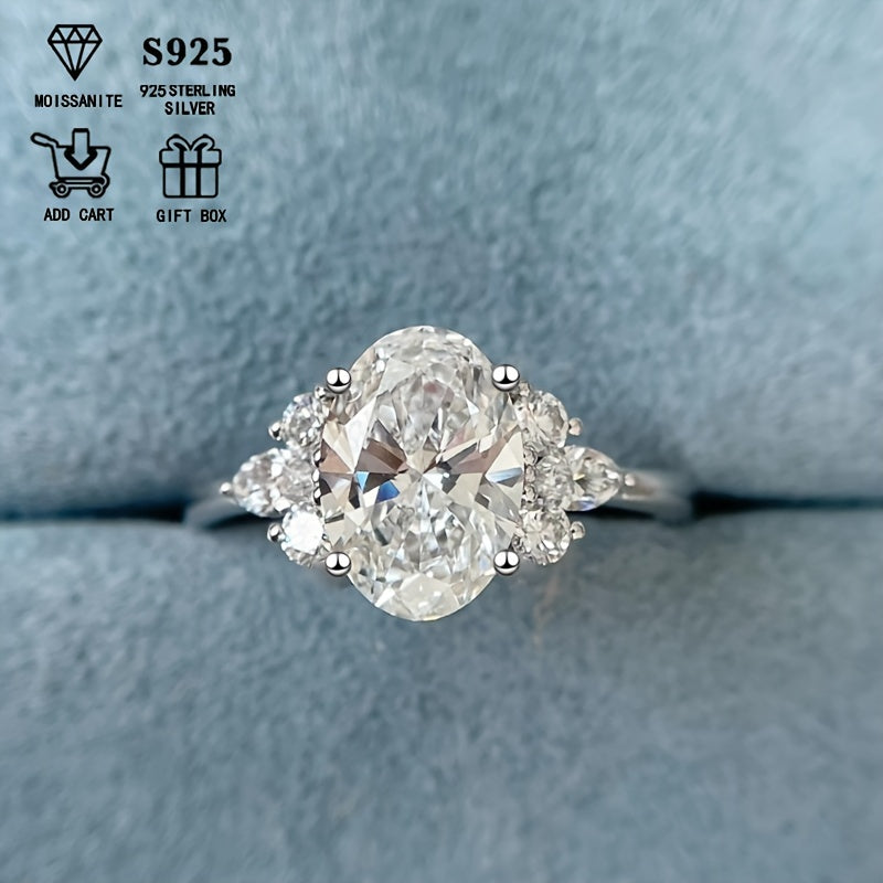 925 Sterling Silver Moissanite Engagement Ring with 1ct or 2ct Pear Cut Stone in a Prong Setting, Elegant and Luxurious Design, Hypoallergenic, Perfect for Anniversary Gifts for Women, Versatile Daily Wear Jewelry Comes in a Gift Box