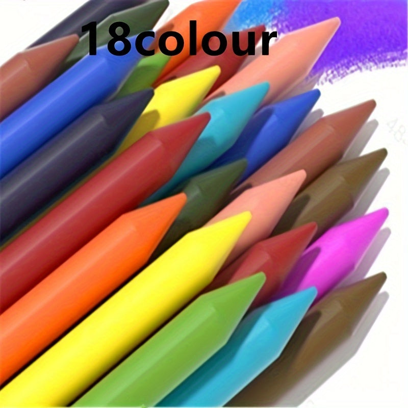 Washable triangular crayons in 6/12/18/24 vibrant colors with ergonomic grip for youngsters. Non-staining.