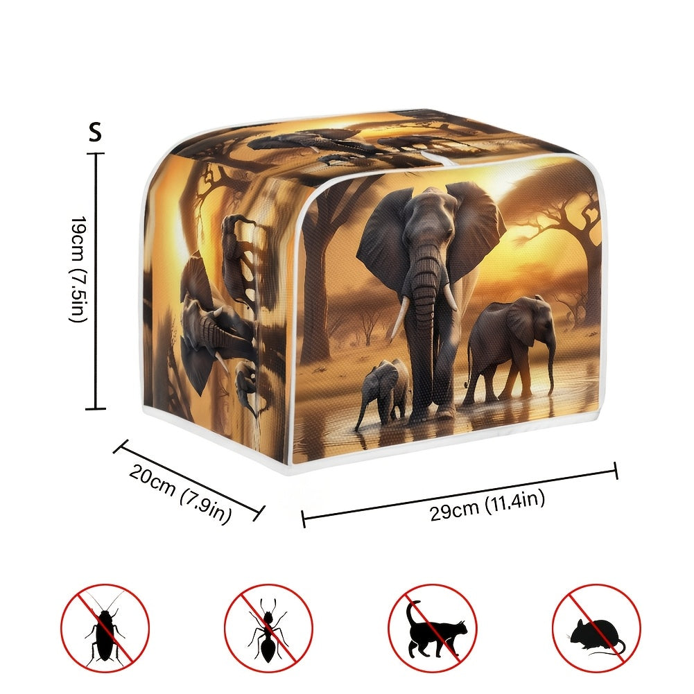 Universal Fit Elephant Toaster Cover, Non-Electric, Dustproof, Grease & Fingerprint Resistant, Machine Washable - Food-Safe Appliance Protector for Kitchen Decor.