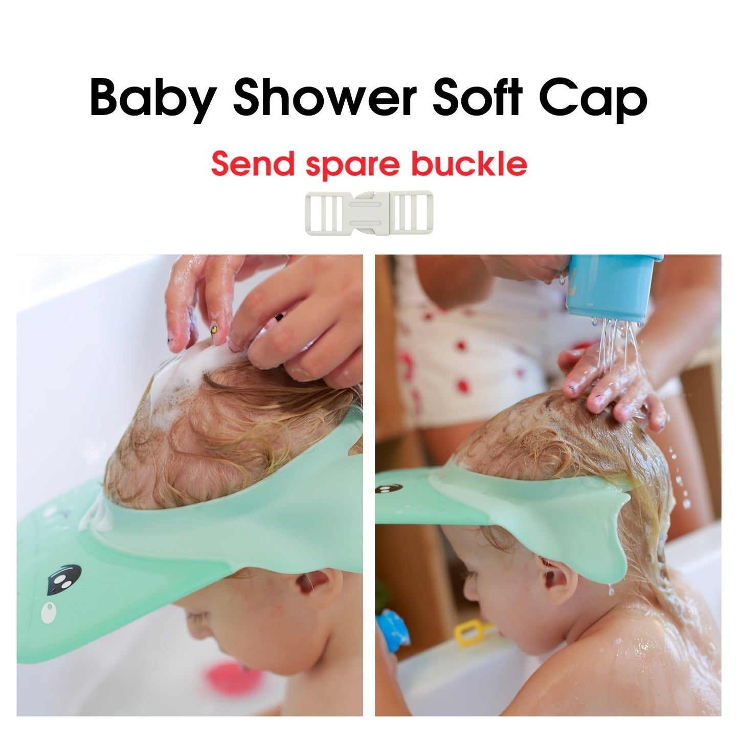 Adjustable Children's Shampoo Cap with Waterproof Eye and Ear Protection - Soft Rubber Shower Cap for Kids Aged 0-12 Years