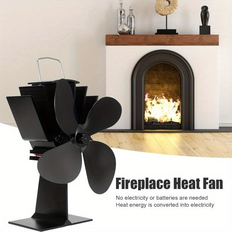 Efficiently heat your space with the 4-Blade Quiet Wood Stove Fan. This portable fireplace and log burner accessory is heat powered and ensures a cozy atmosphere.