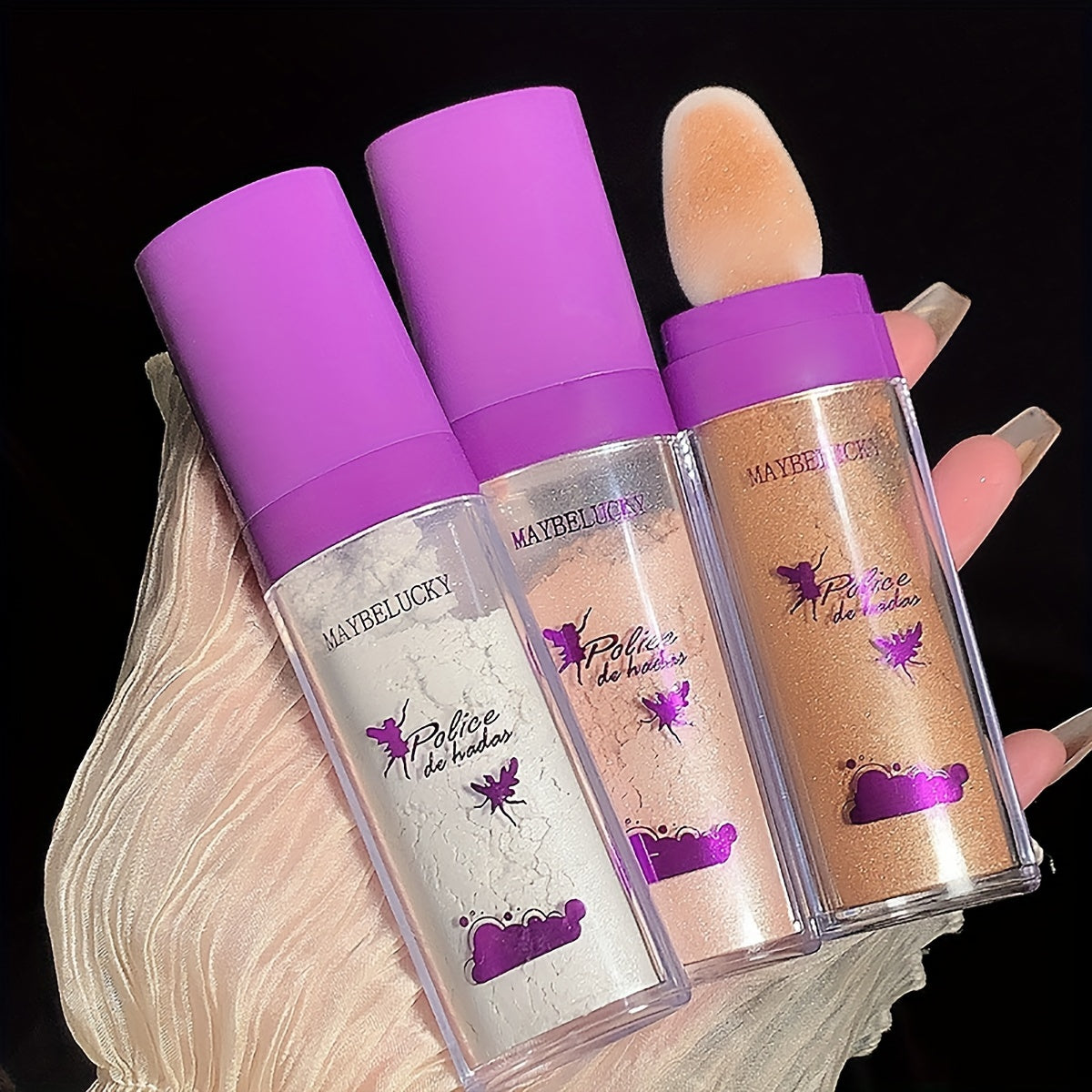 MAYBELUCKY Fairy Glow Highlighter Stick - 3 shades for radiant skin, body, and face.