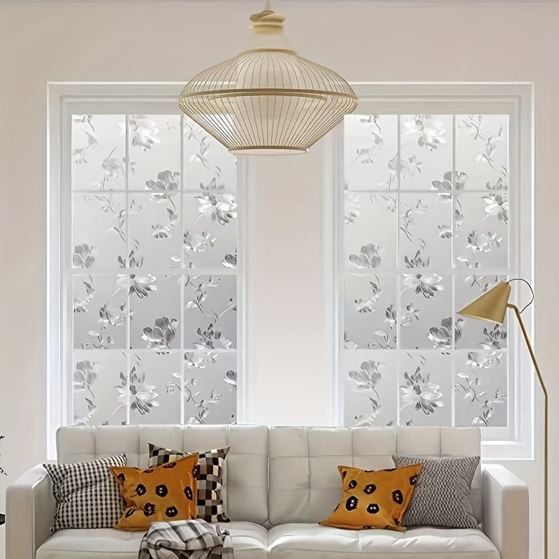 Decorate your home with these stunning hibiscus flower pattern glass window stickers. Add privacy with this decorative frosted film that is easy to remove and sticks to your window with static adsorption. Perfect for the living room, bedroom, kitchen