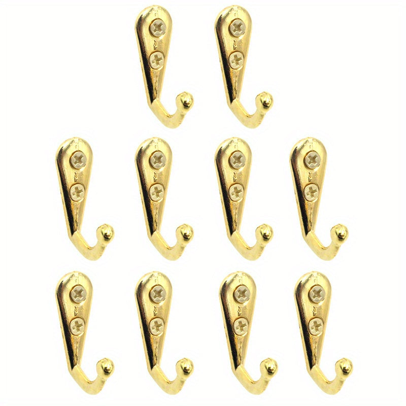 10 Rustic Bronze Single Prong Wall Hooks made of durable zinc alloy, perfect for hanging coats, keys, bags, and hats, adding both style and functionality to your home storage.