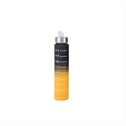 Set of three gradient sports water bottles with time markers, straws, and leak-proof design made of BPA-free PC material. Perfect for various activities and gifting occasions.