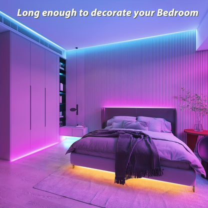 Intelligent RGB LED strip lights powered by USB, featuring music synchronization, app control, customizable modes, timer function - ideal for home decoration and creating a festive