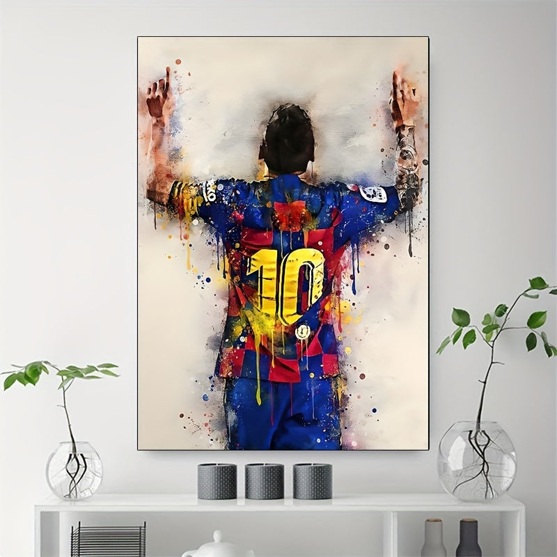 Vibrant football star canvas poster, ideal for modern home decor and sports enthusiasts.