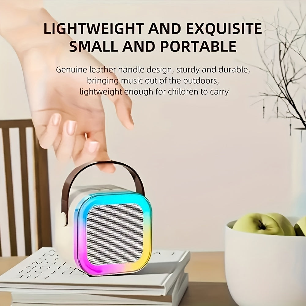 Mini Wireless Karaoke Machine with RGB Light Speaker Set, Ideal for Family Gatherings and Parties.