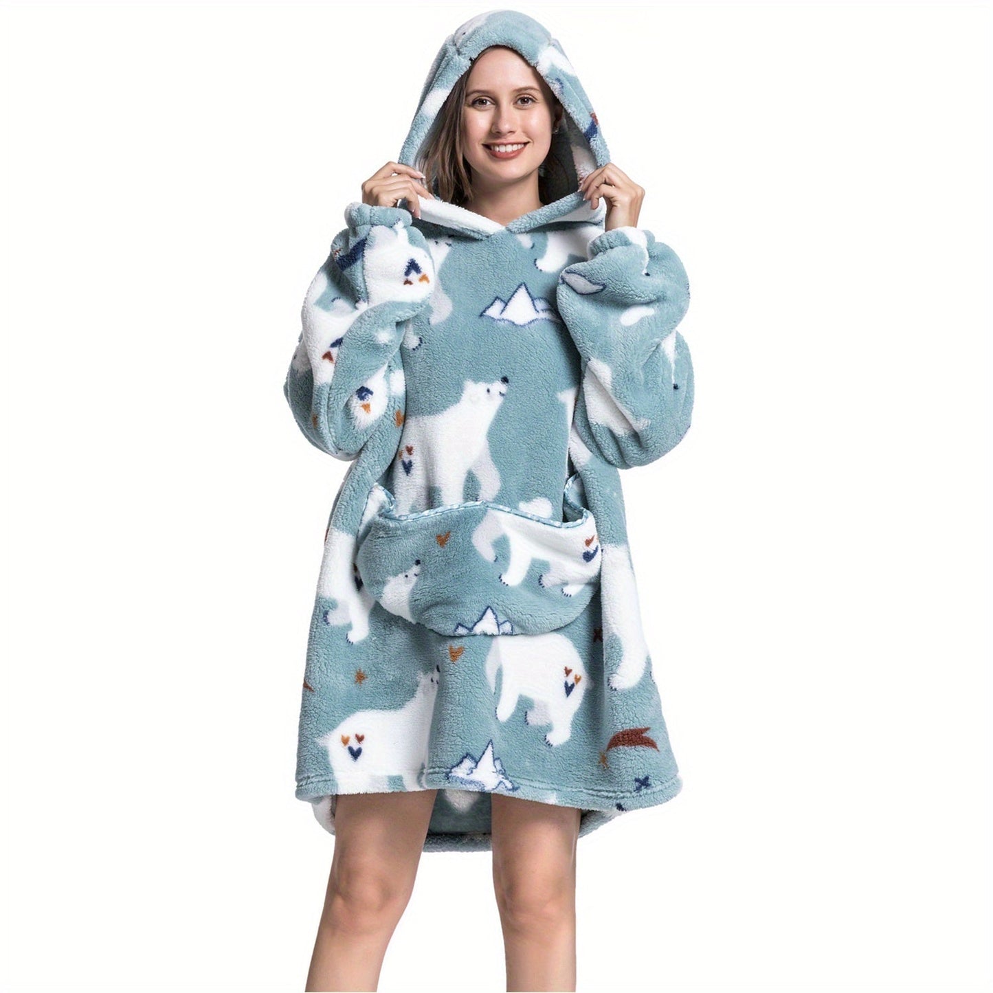 Oversized Blanket Hoodie with Sherpa Fleece, Perfect for Women, Men, and Adults - Ultra Soft and Warm Wearable Sweatshirt Blanket, Ideal Gift for Her