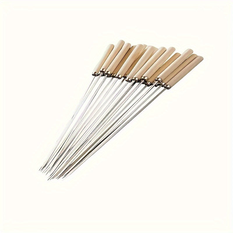 30 wooden handle barbecue skewers, thickened barbecue brush, steel chicken wing skewers, BBQ tools, kitchen supplies, utensils