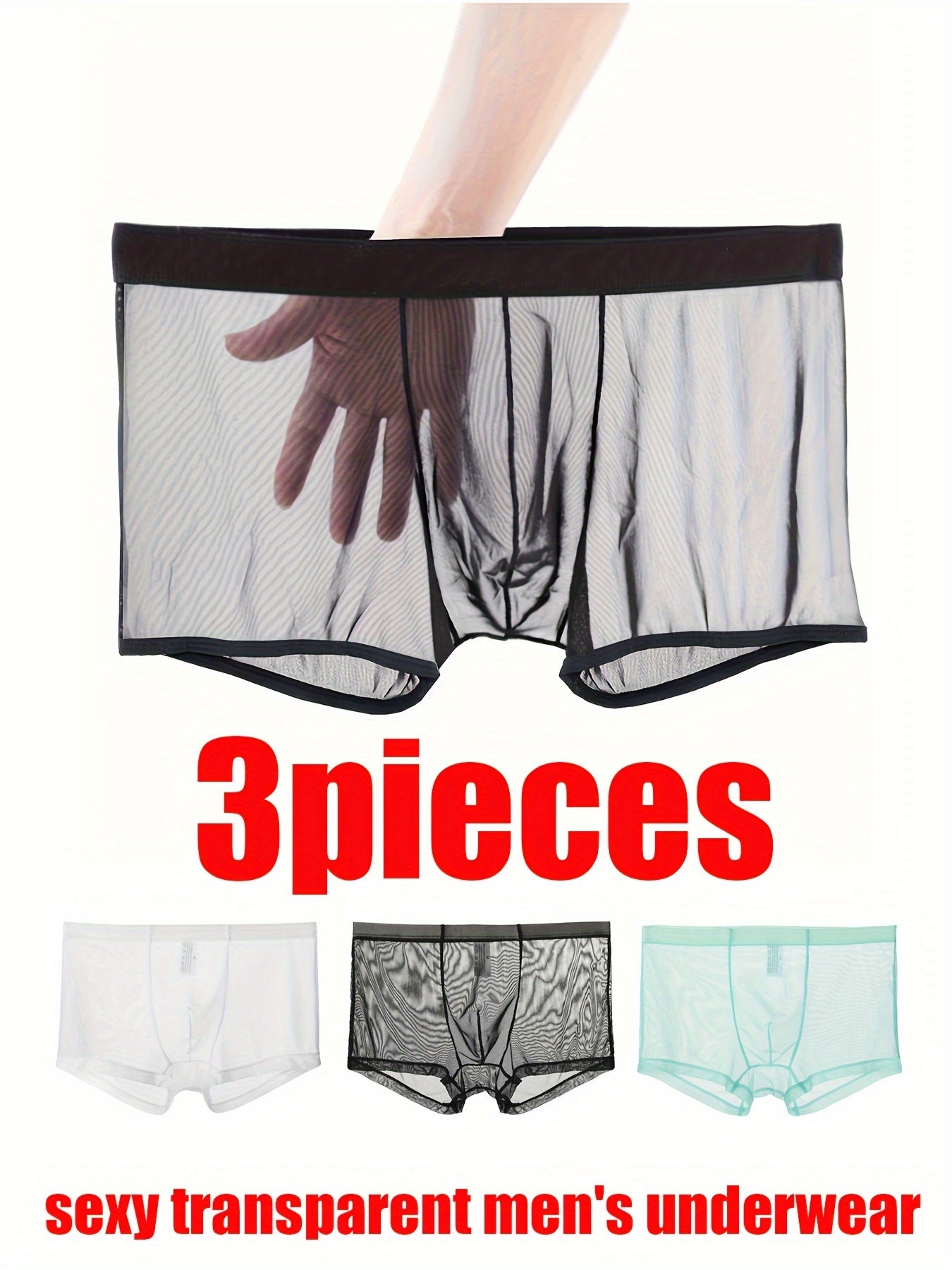 3 transparent mesh men's flat angle underwear pieces