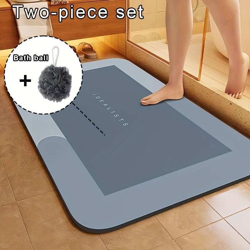 Introducing the 1pc Ultra-Absorbent Diatomaceous Earth Bath Mat - designed for quick drying, non-slip usage. Made with soft and comfortable odor-free polyester fiber, this mat is perfect for the bathroom, shower, laundry room, bedroom, living room, and