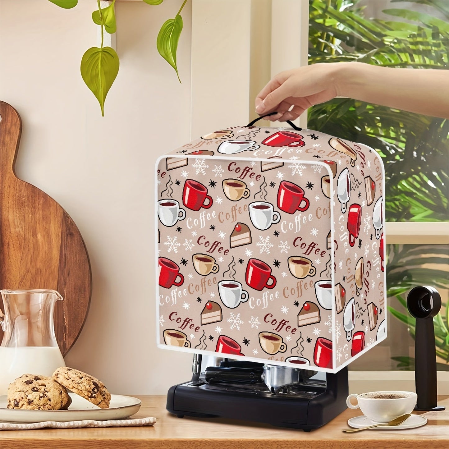 Protect your espresso machines and stand mixers from dust and fingerprints with the Rshubino Coffee-Themed Appliance Cover. This cover features cartoon prints and is perfect for adding a touch of style to your home or office kitchen. It fits standard