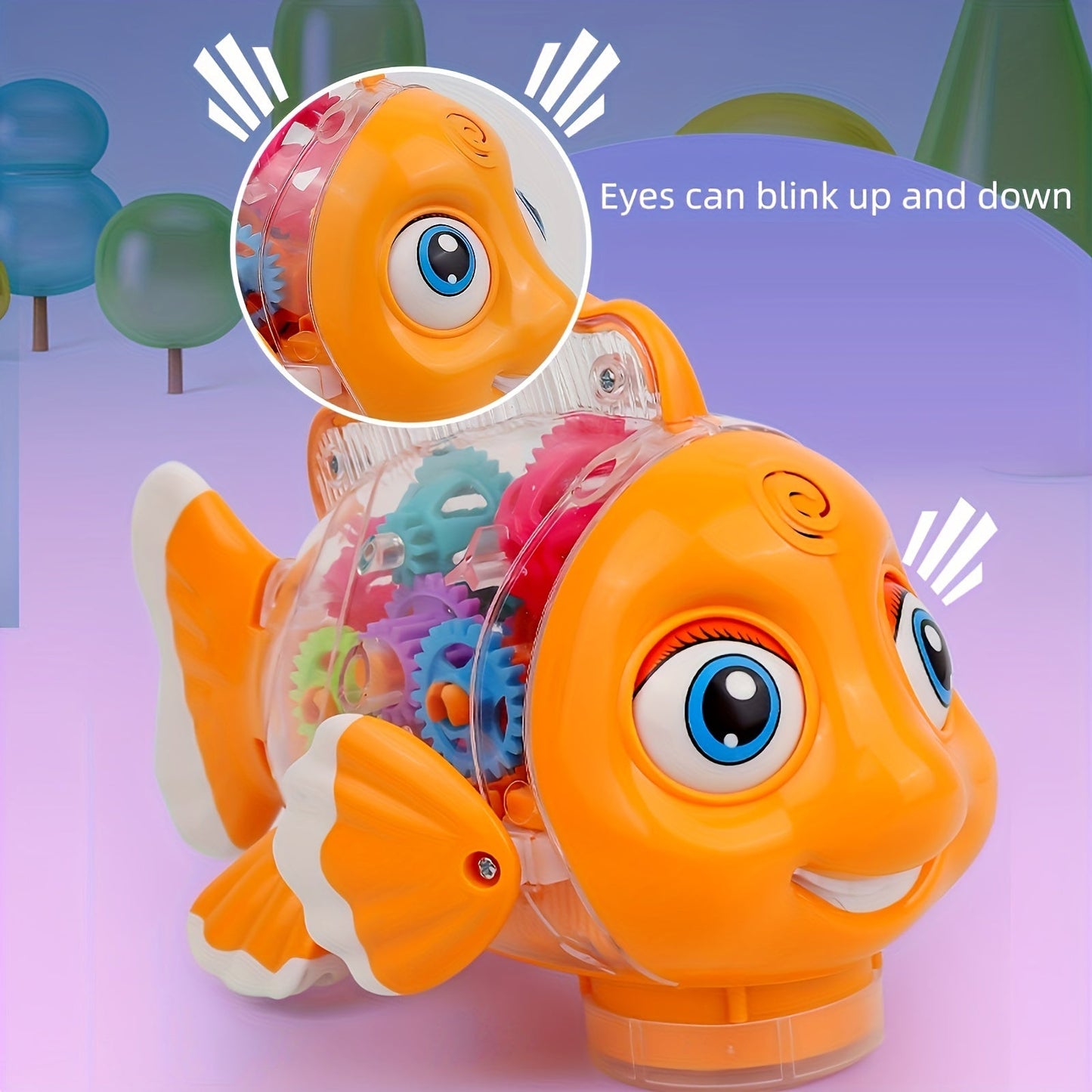 Kids' Clown Fish Swing Toy, Educational Light-Up Musical Transparent Swimming Fish Toy for Children, Perfect for Christmas, Halloween, and Festivals