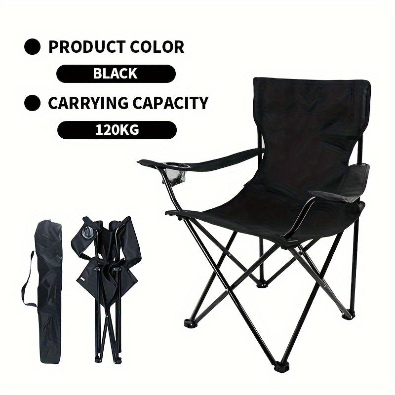 Durable and portable folding outdoor chair for adults with steel frame.