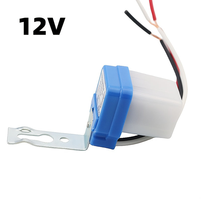 AS-10 Automatic Photocell Light Switch with 10A capacity, suitable for 110V/220V. Automatically turns lights on/off. Blue with white terminals. Ideal for outdoor street lights. Features