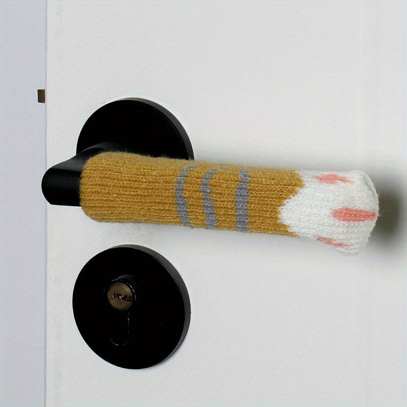 Velvet Door Handle Protector: Long Knit Design, Hand-Washable, Wall Bumper Guard, Anti-Collision Pad for Home Décor