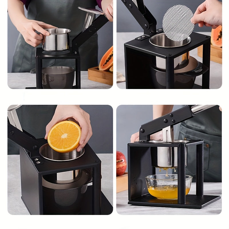 The Stainless Steel Manual Citrus Juicer is a versatile tool for extracting juice from lemons and oranges, perfect for use in both home kitchens and restaurants. This lemon squeezer offers a convenient way to enjoy freshly squeezed citrus juice.