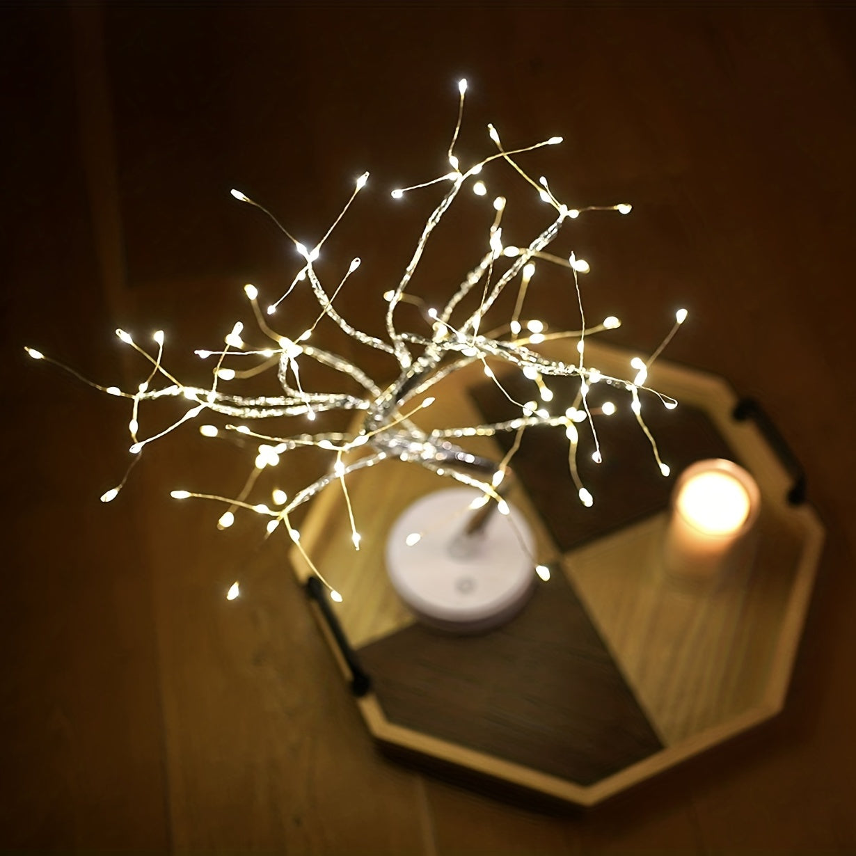 50.8cm Bonsai Tree Light featuring 108 Warm LED Lights. Dual USB/Battery operated. Ideal for Bedroom Ambiance & Holiday Decor. Easy DIY Artificial Tree Lamp.