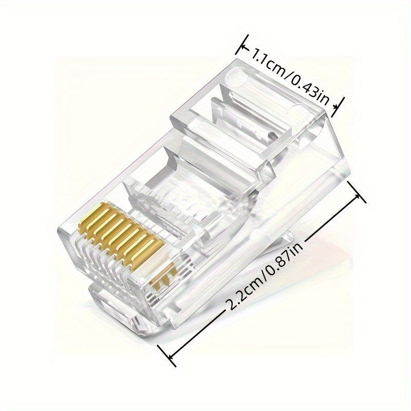 50/100 RJ45 connectors for Cat5 Cat5E cable, 8P8C modular Ethernet cable wire head RJ 45 ends for standard solid or stranded UTP Ethernet cable, crimp LAN connectors plug.