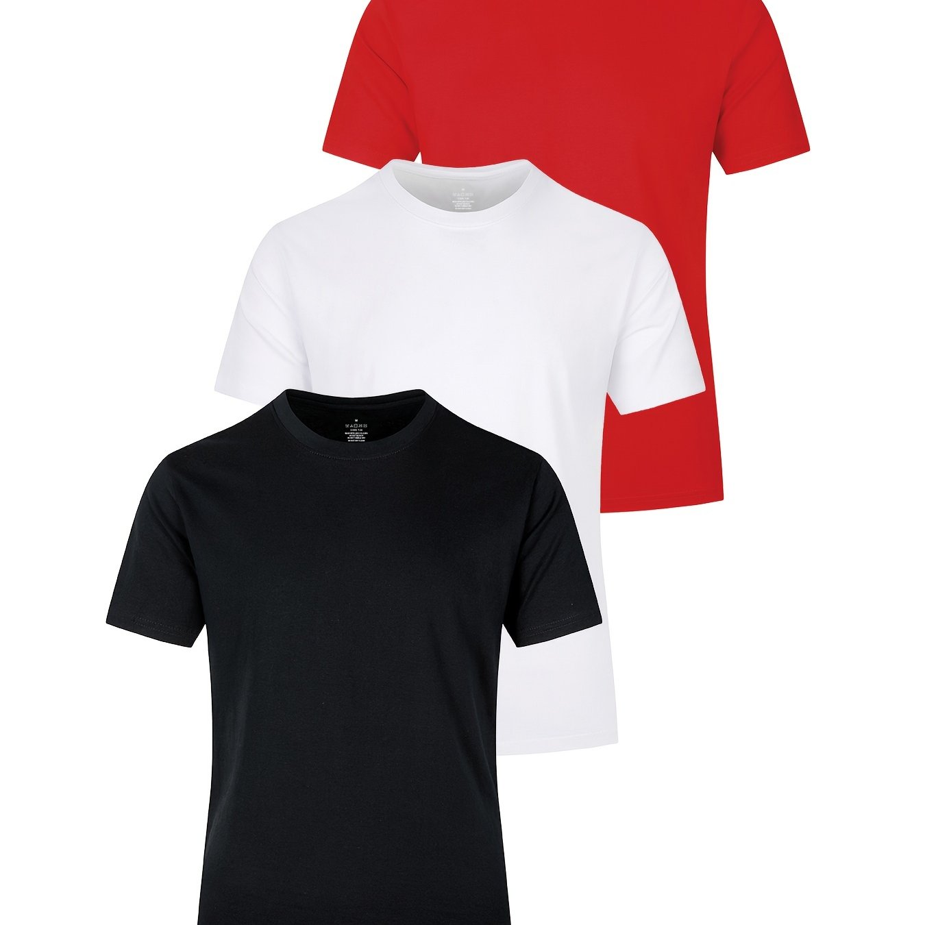 Set of 3 men's cotton short sleeve T-shirts in multiple colors for summer