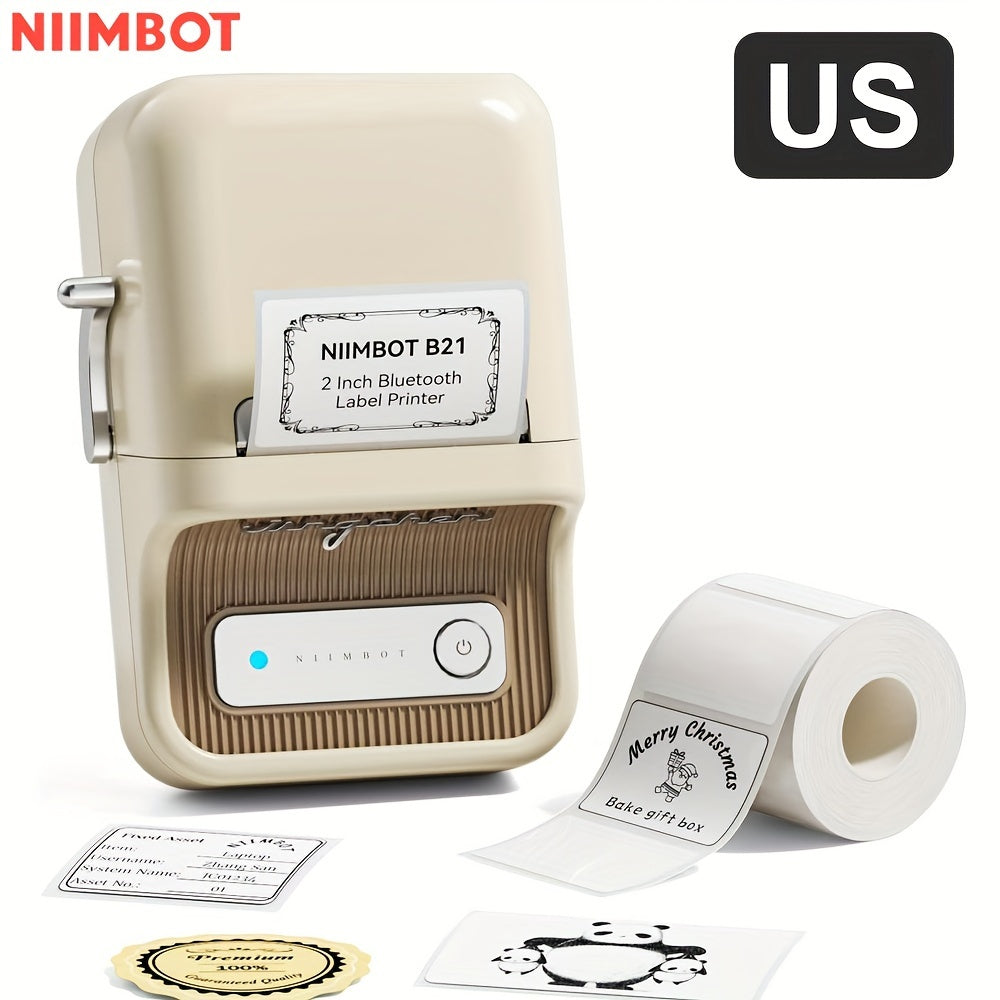 NIIMBOT B21 Label Maker: 5.08 cm Portable Thermal Label Printer with Tape, Compatible with Android, iOS & PC for Home Storage, Office, and Small Business.