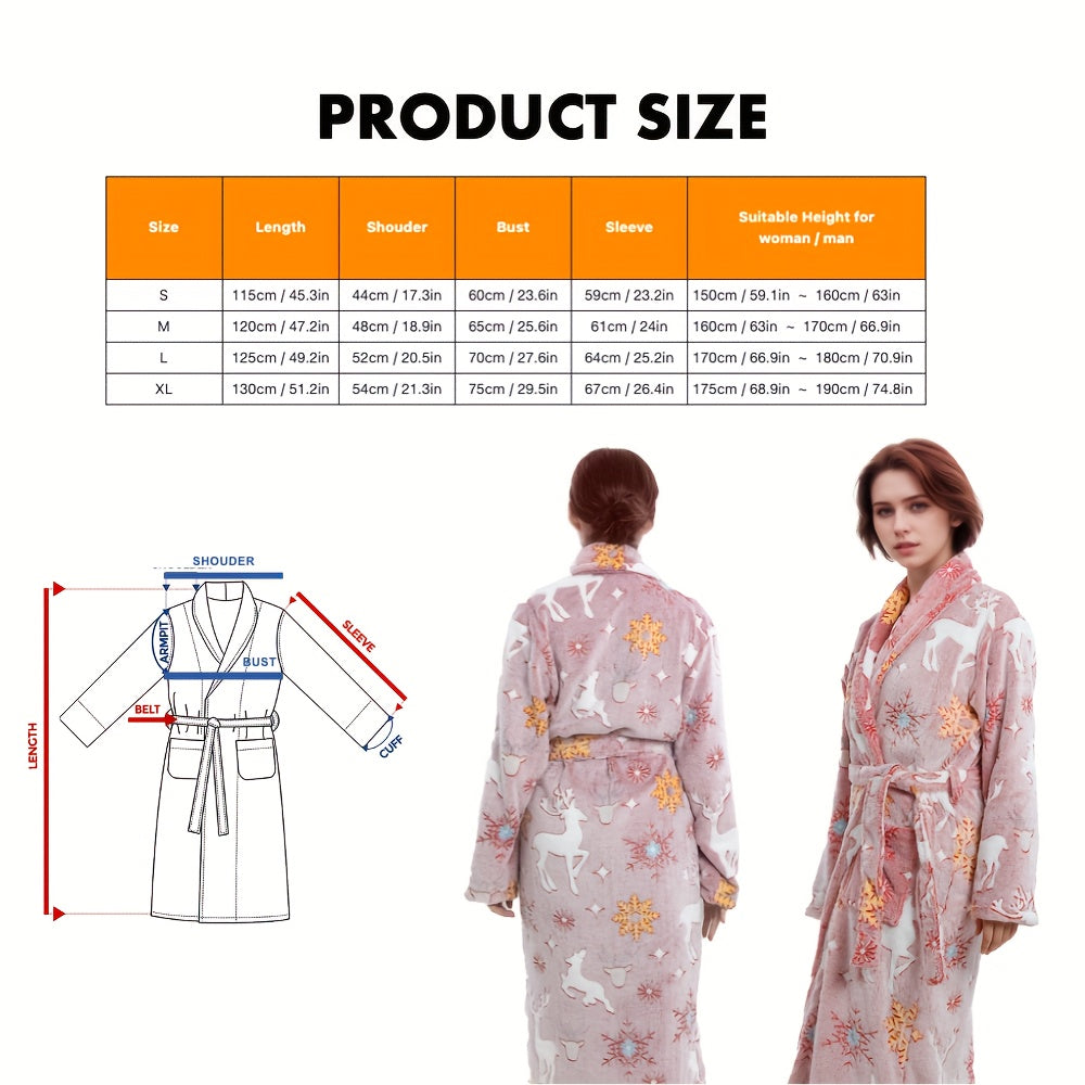 Soft cartoon print bathrobe - cozy, machine washable for shower & sleep.