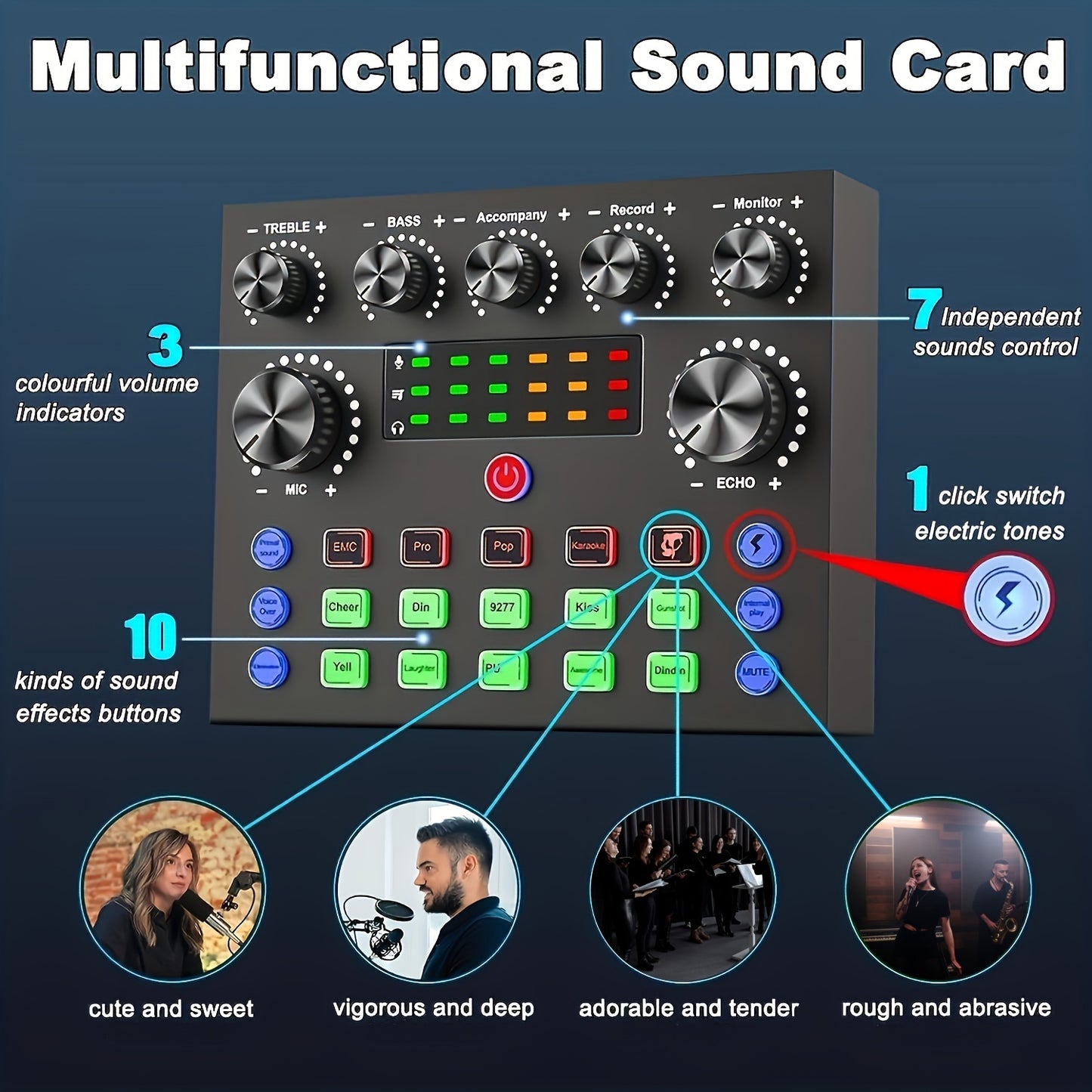 Podcast Equipment Kit with BM800 Microphone and V8 Sound Card, ideal for recording, singing, streaming, and gaming.