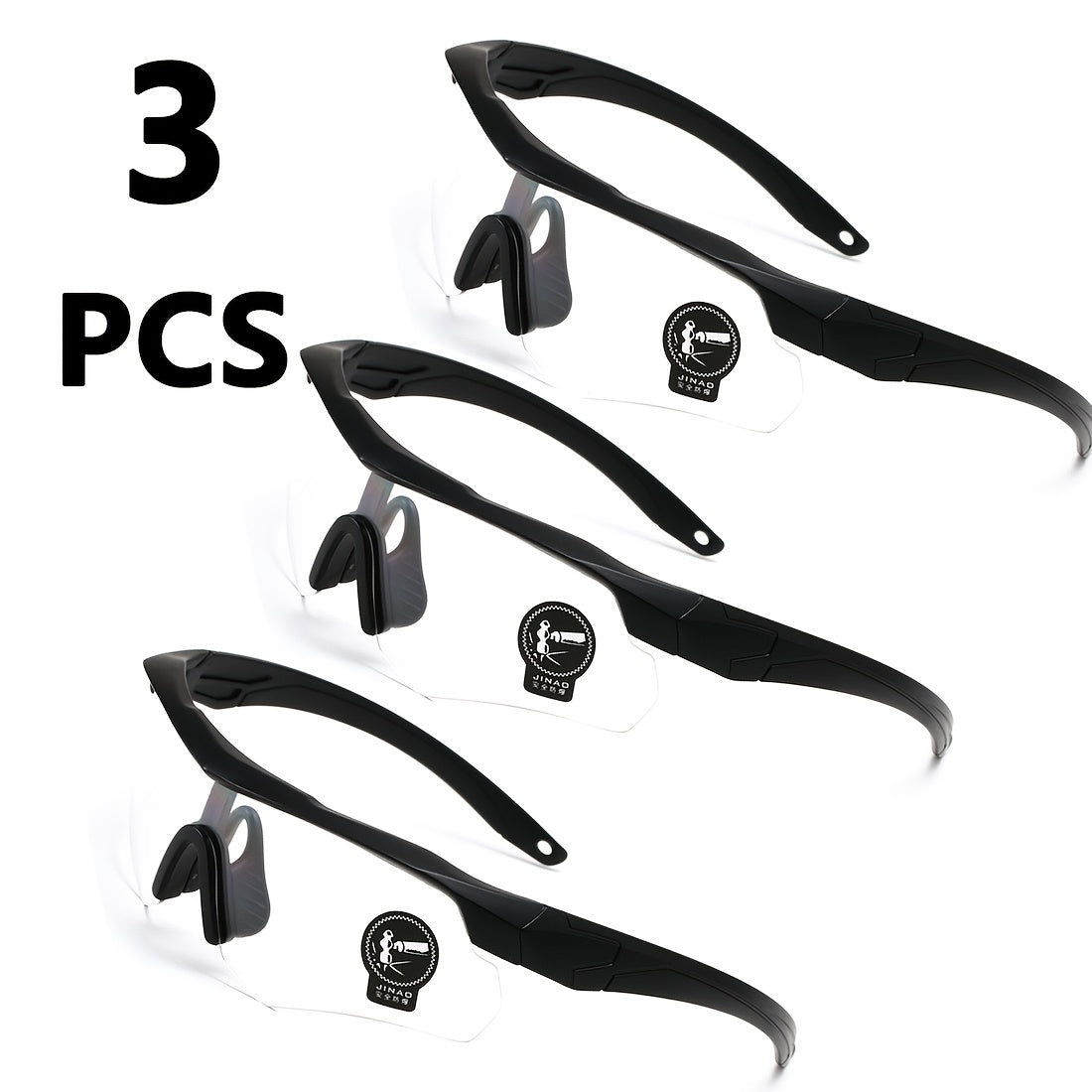 UV400 Cycling Glasses, 3-Pack, PC Lens & Frame, Sports Running Eyewear, Outdoor Performance Goggles.