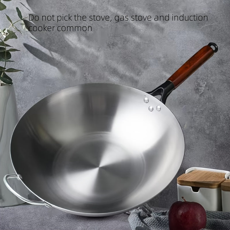 Premium Cast Iron Wok, 32.0cm - Rust-Proof, Uncoated, Non-Stick Cookware Suitable for All Stovetops - Ideal for Home, Restaurant, and Outdoor Cooking