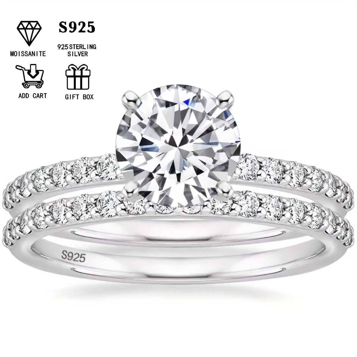 Description: 

This elegant and luxurious stacking ring features a 5g Silver S925 band with a stunning 2ct/3ct Moissanite round drill. It is the perfect choice for women looking to showcase their unique personality. This ring is ideal for proposals