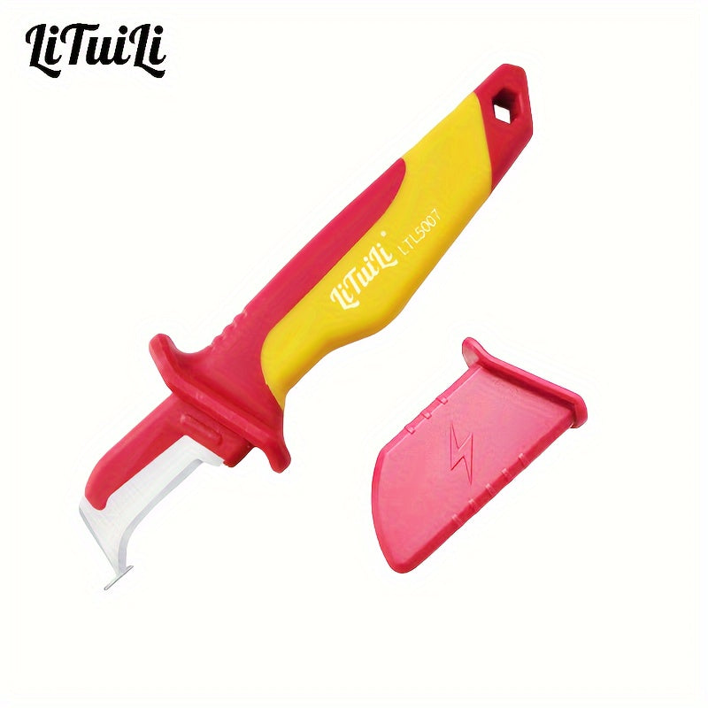 LiTuiLi Electrician's Knife - 1pc, Multi-Color, Stainless Steel & Rubber Grip Wire Stripper for Construction & Electrical Renovations, with Slip-Resistant Handle.