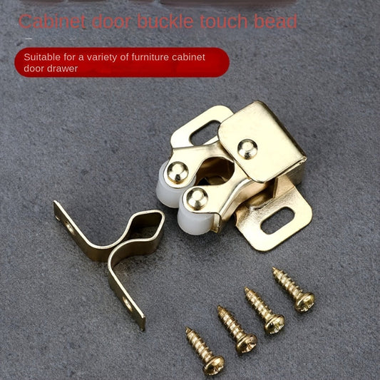 Golden Metal Spring-Loaded Cabinet Latch with Lockable Design - Secure Closet Door Catch featuring Bumper, Requires No Power