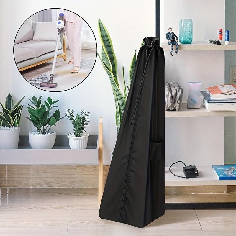 Black Fabric Vacuum Cleaner Cover for Upright Vacuum with Sturdy Handles, Non-Waterproof Dustbin Storage Bag and Organizer