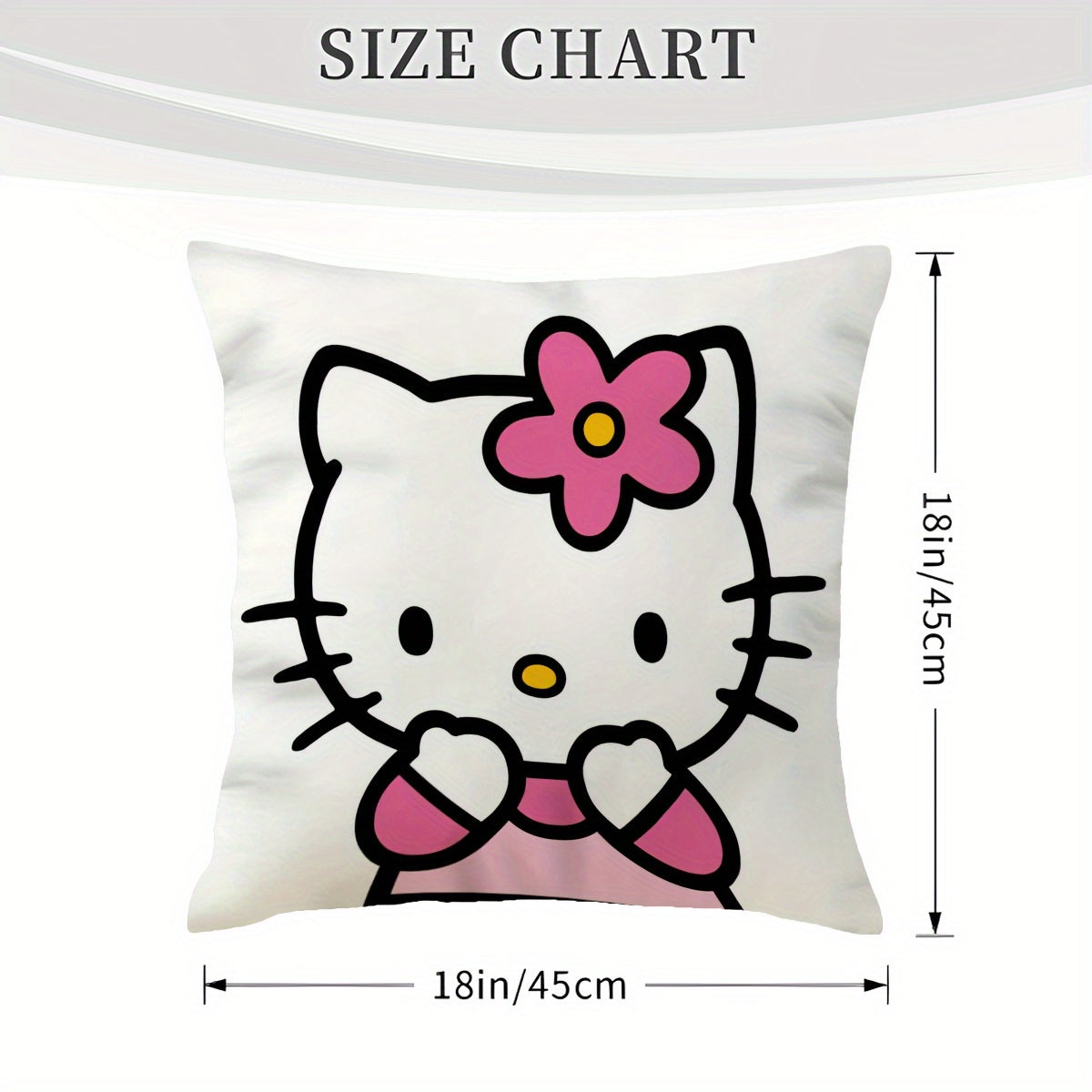 Sanrio Hello Kitty Plush Pillow Cover measuring 45.72x45.72cm - Featuring a charming Cartoon Design with Soft Short Fur and Single-Sided Print. Insert not included. Makes a great gift for Valentine's Day or Christmas, perfect for Home Decor, Bedrooms