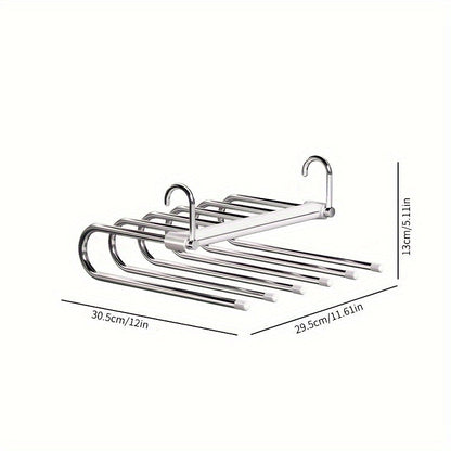 Durable Stainless Steel & Plastic Folding Pants Rack - Space-Saving Design, Multi-Functional for Drying and Storage of Jeans and Clothes