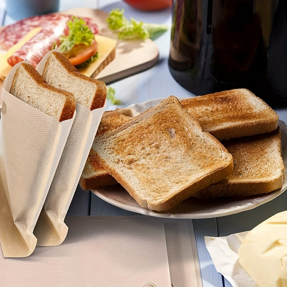 Reusable Non-Stick Toast Bags, measuring 16.0X16.51 cm - Ideal for Grilled Cheese, Sandwiches, Pizza, Paninis, and Garlic Bread - Can be Used in Microwave, Oven, or Grill for Versatile Cooking Options.