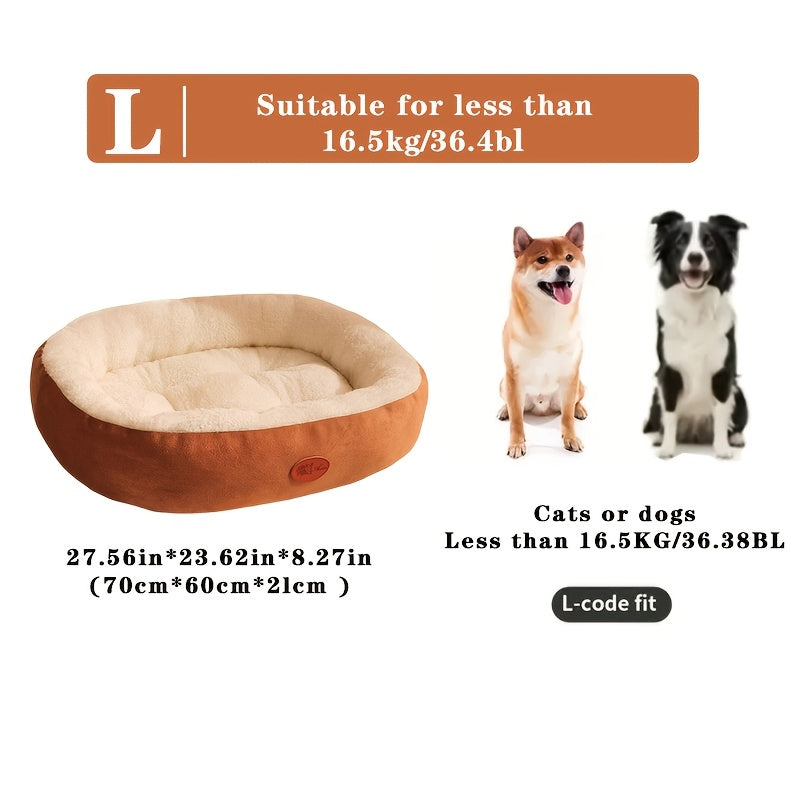 Cozy Pet Bed for Dogs & Cats, Oval Nest, All-Season Warmth, Ideal for Small to Large Breeds, Machine Washable, Beige/Peaches