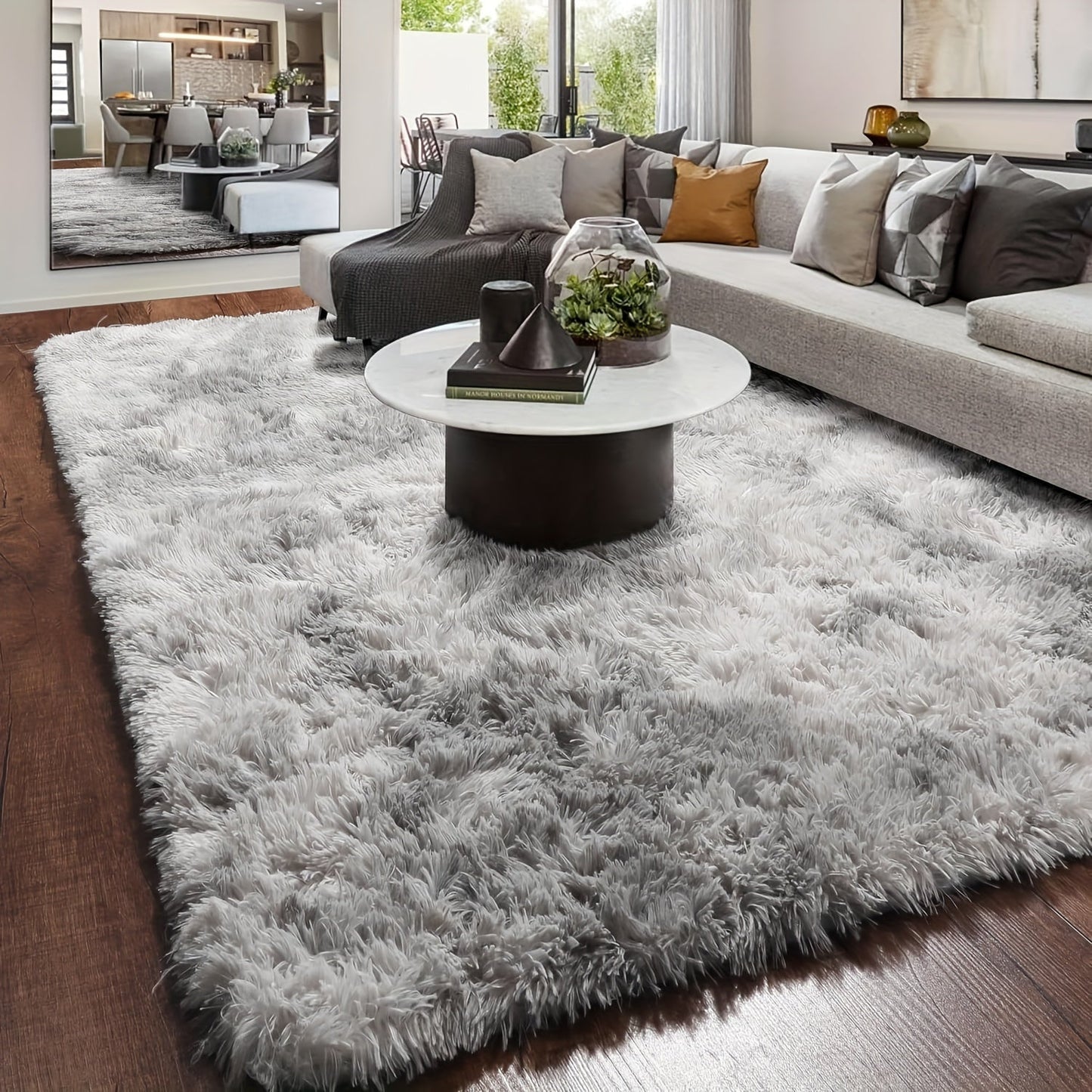 Luxurious Home Decor - Soft Plush Nordic Tie-Dye Shaggy Area Rug, Perfect for Living Room Sofa, Coffee Table, and Bedroom Bedside. Made of 100% Polyester, Dry Clean Only.