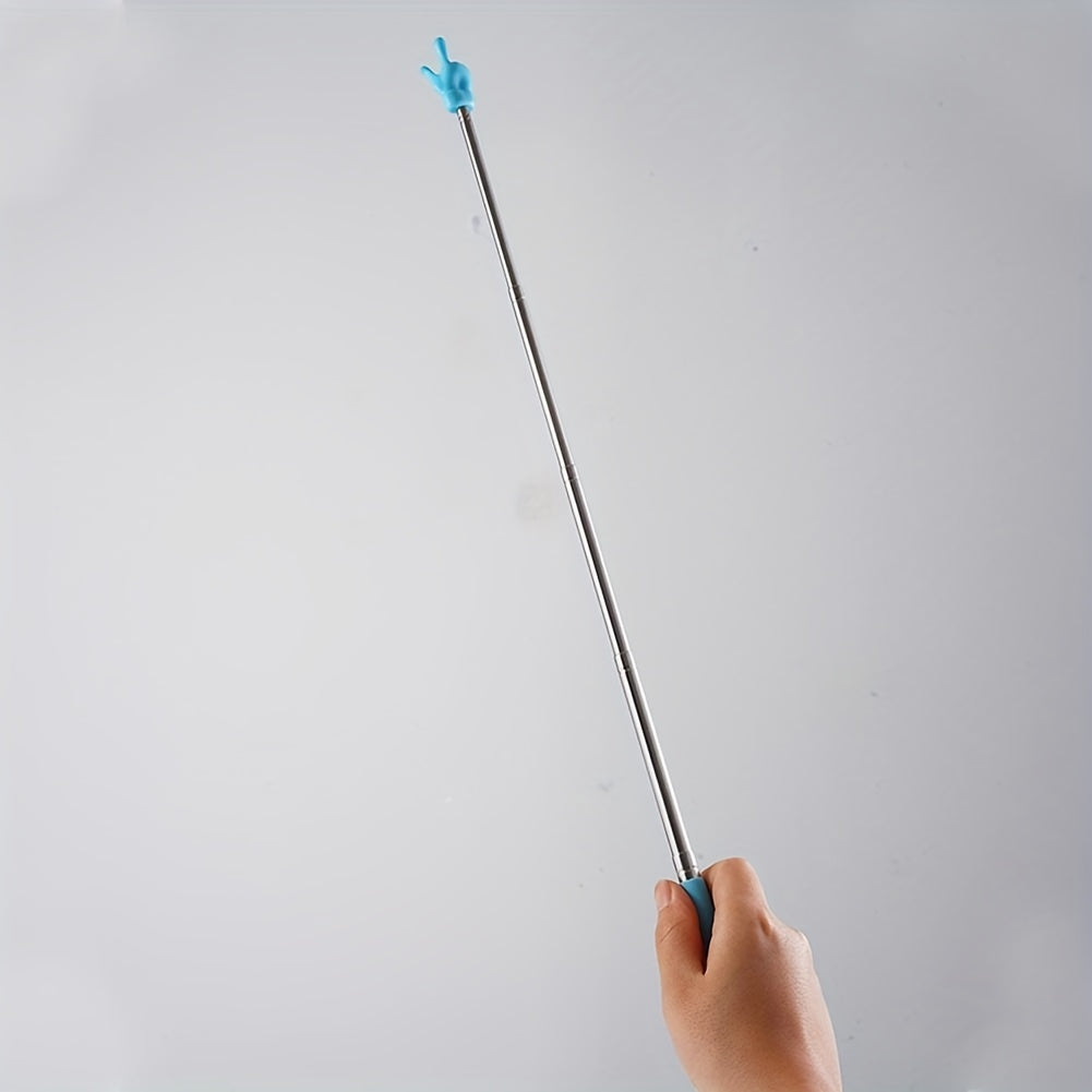 Telescopic Teacher Pointer with retractable stainless steel finger design for educators.