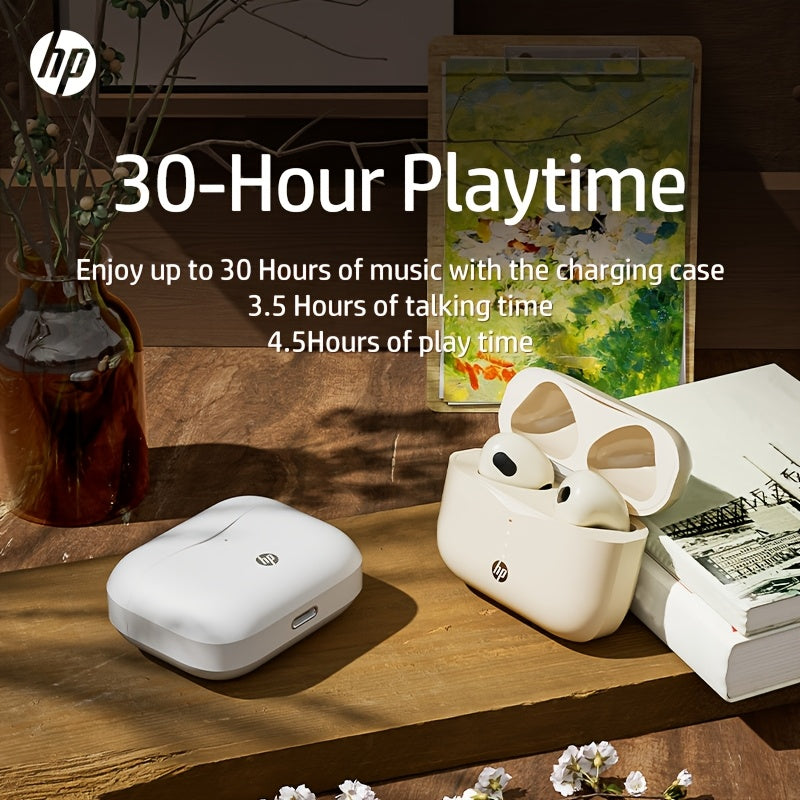 HP Wireless Earbuds with 30+ hours battery, touch control, mic, Type-C charging. Compatible with Apple & Android.